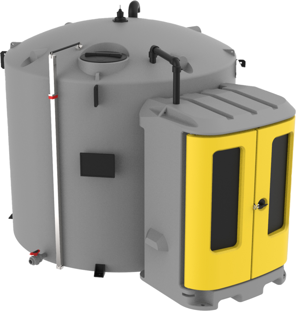 A rendered image of a bunded chemical tank