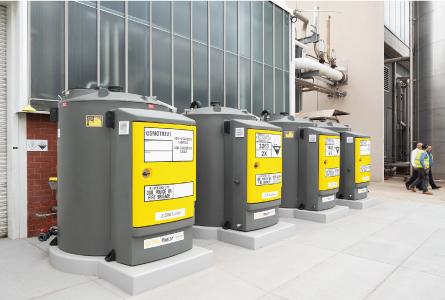 Chemical Tanks perfectly lined up and installed
